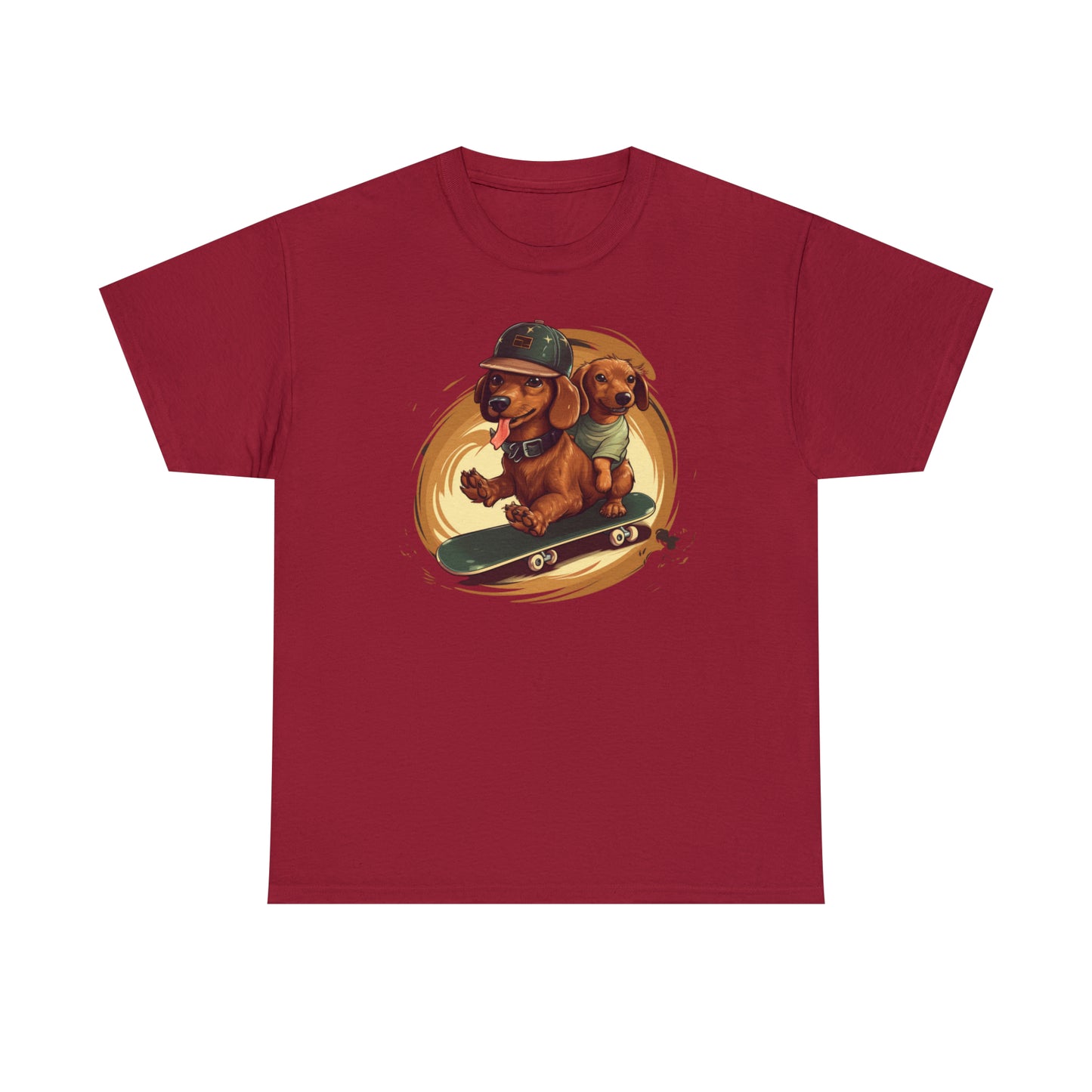 Skateboarding Dachshunds Brown Tee