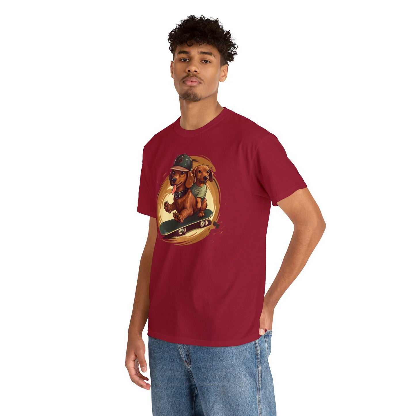 Skateboarding Dachshunds Brown Tee