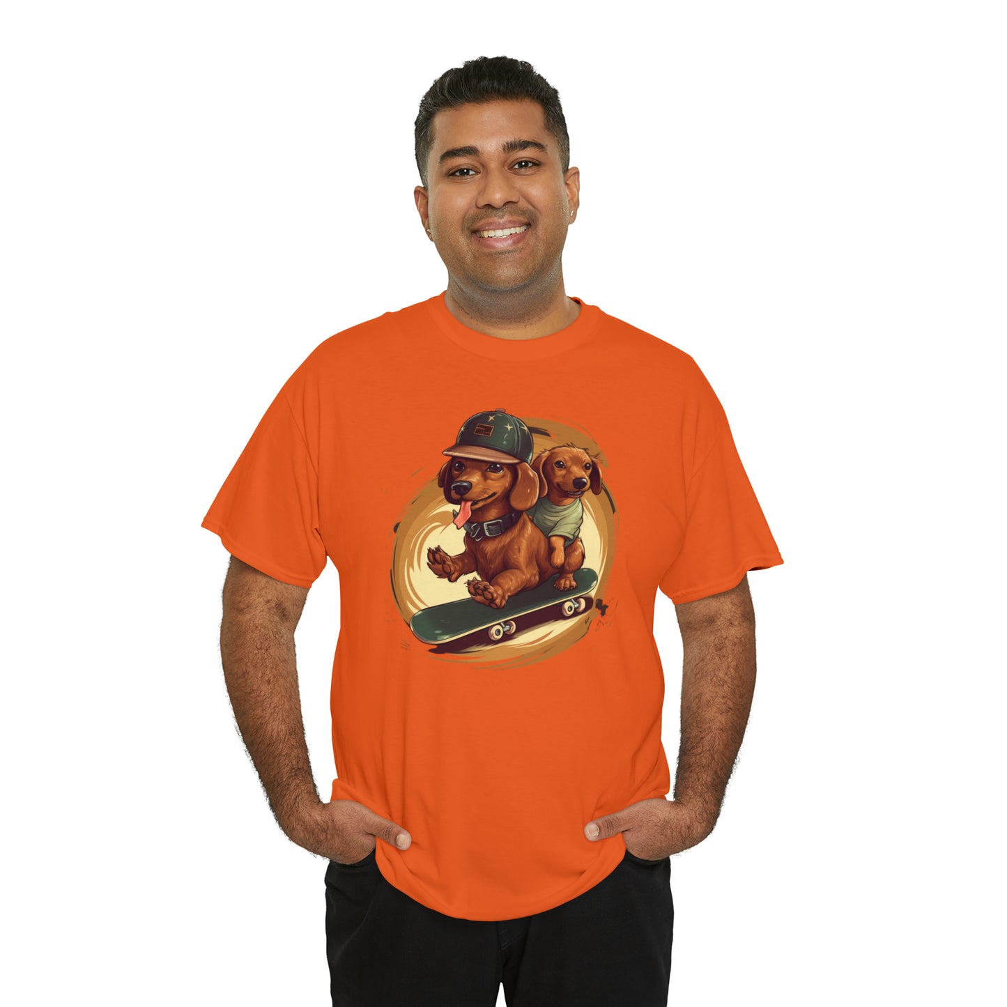 Skateboarding Dachshunds Brown Tee