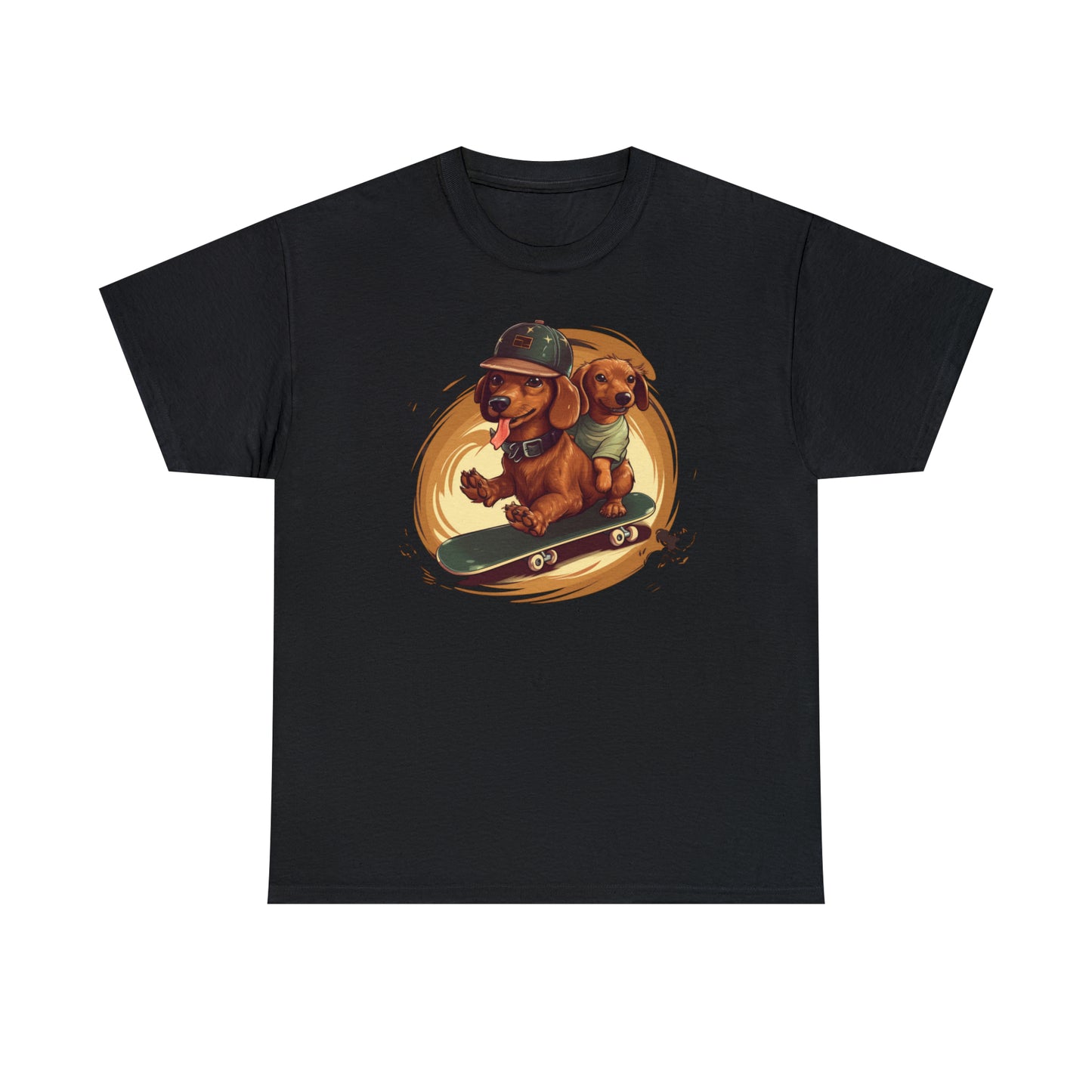 Skateboarding Dachshunds Brown Tee