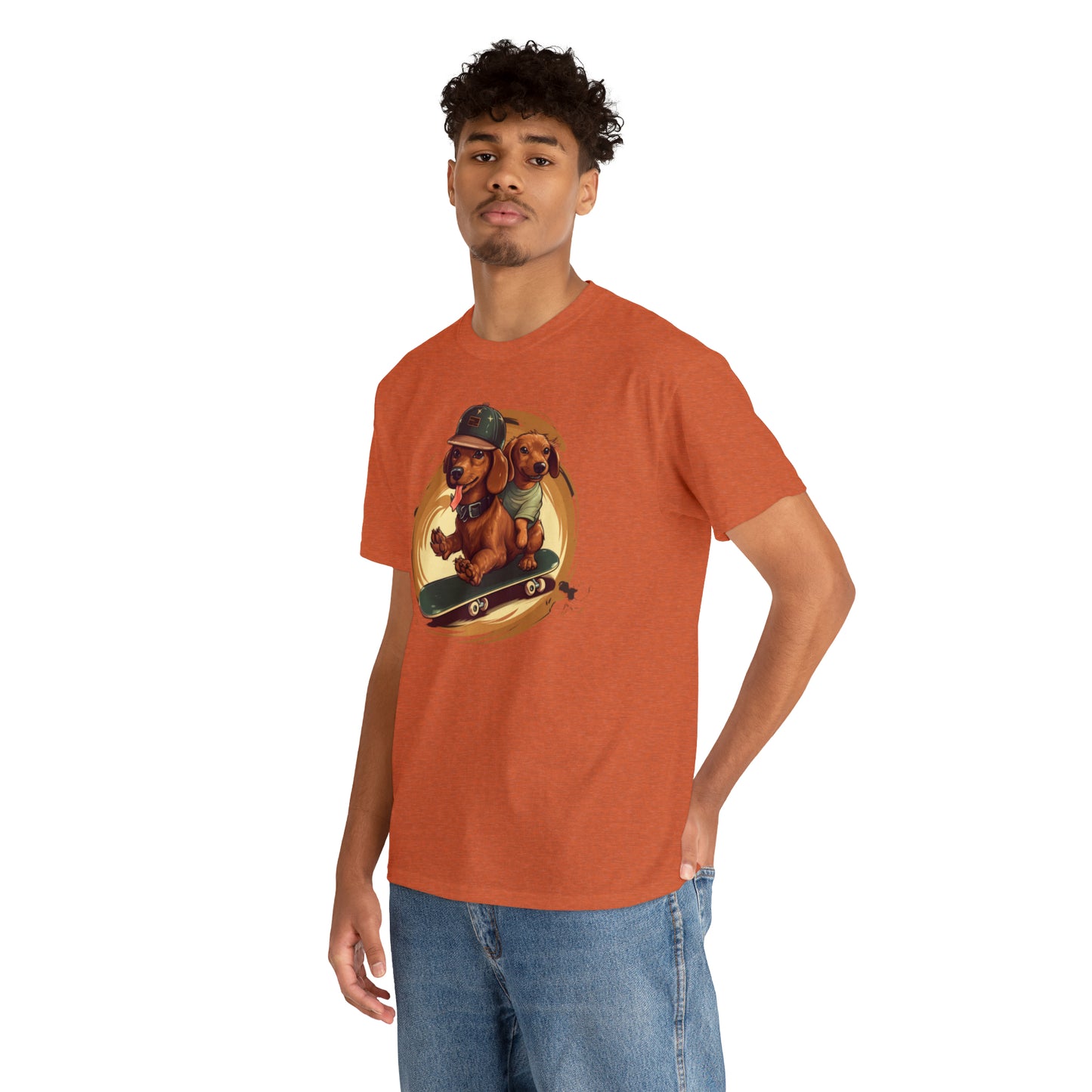 Skateboarding Dachshunds Brown Tee