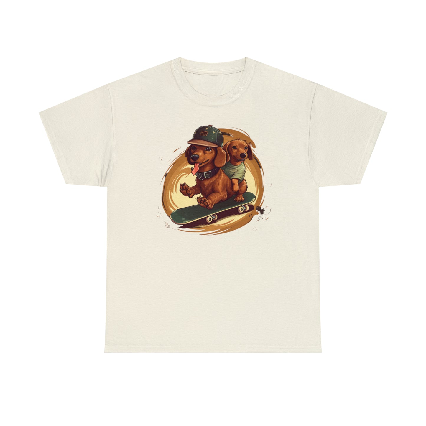 Skateboarding Dachshunds Brown Tee