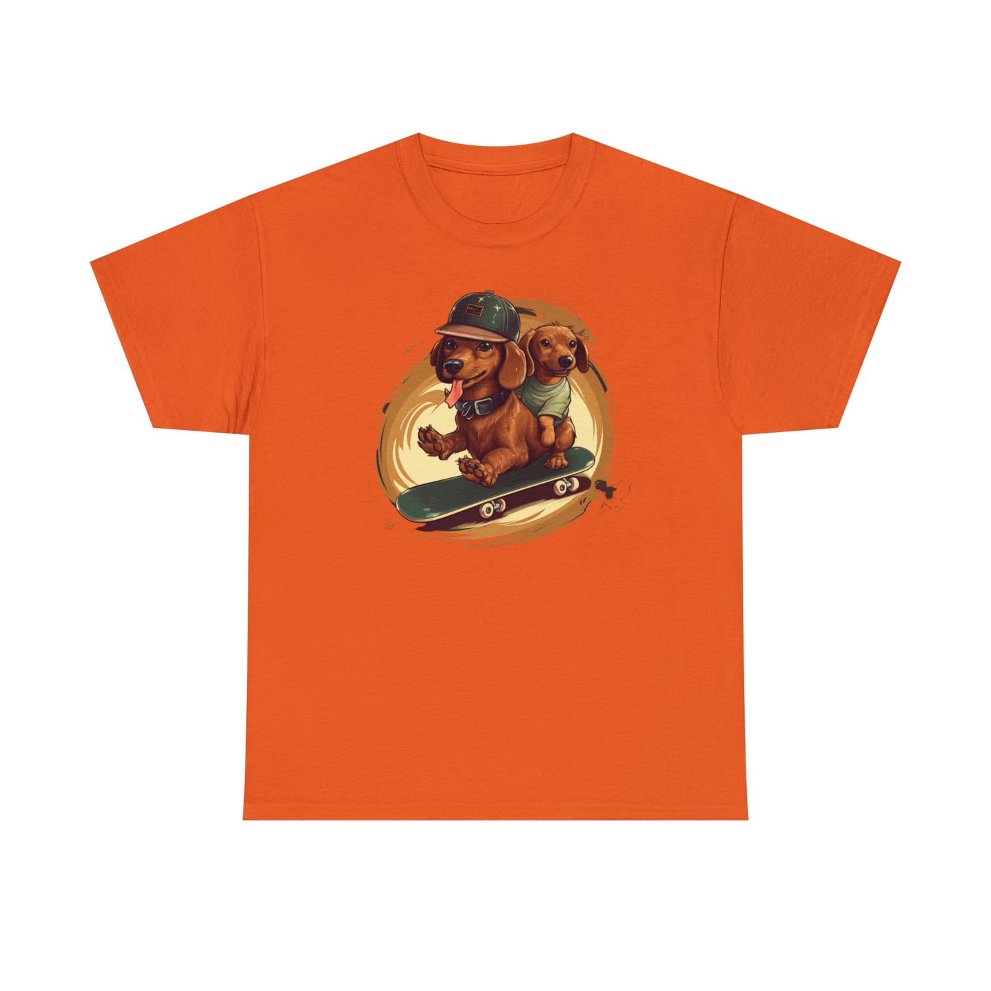 Skateboarding Dachshunds Brown Tee