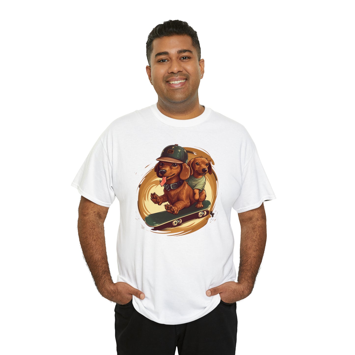 Skateboarding Dachshunds Brown Tee