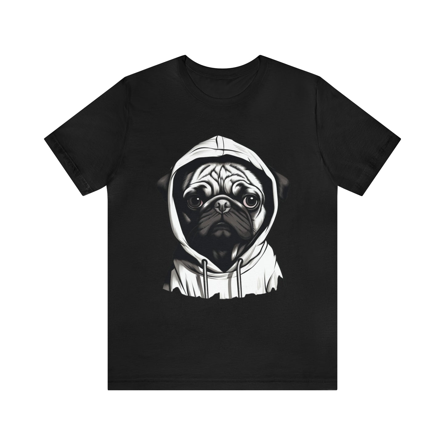 White and Black Hooded Pug Shirt for Men and Women!