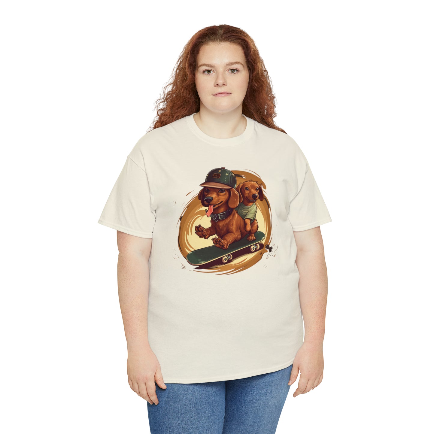 Skateboarding Dachshunds Brown Tee