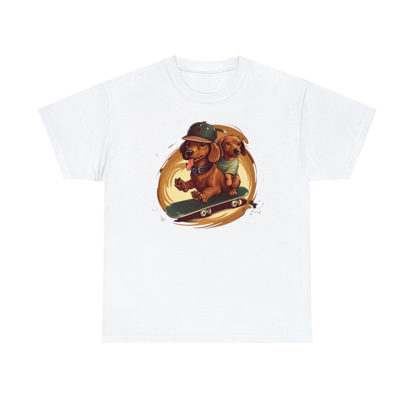 Skateboarding Dachshunds Brown Tee