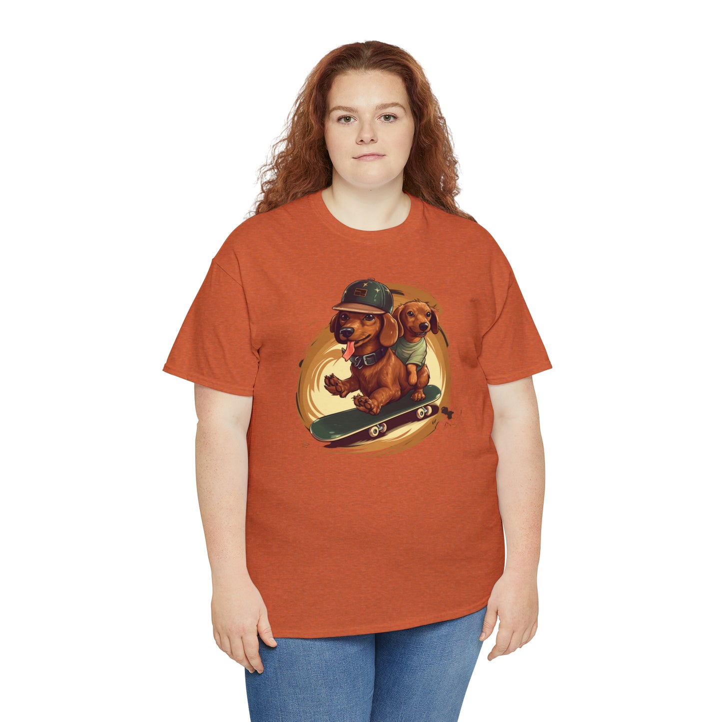 Skateboarding Dachshunds Brown Tee