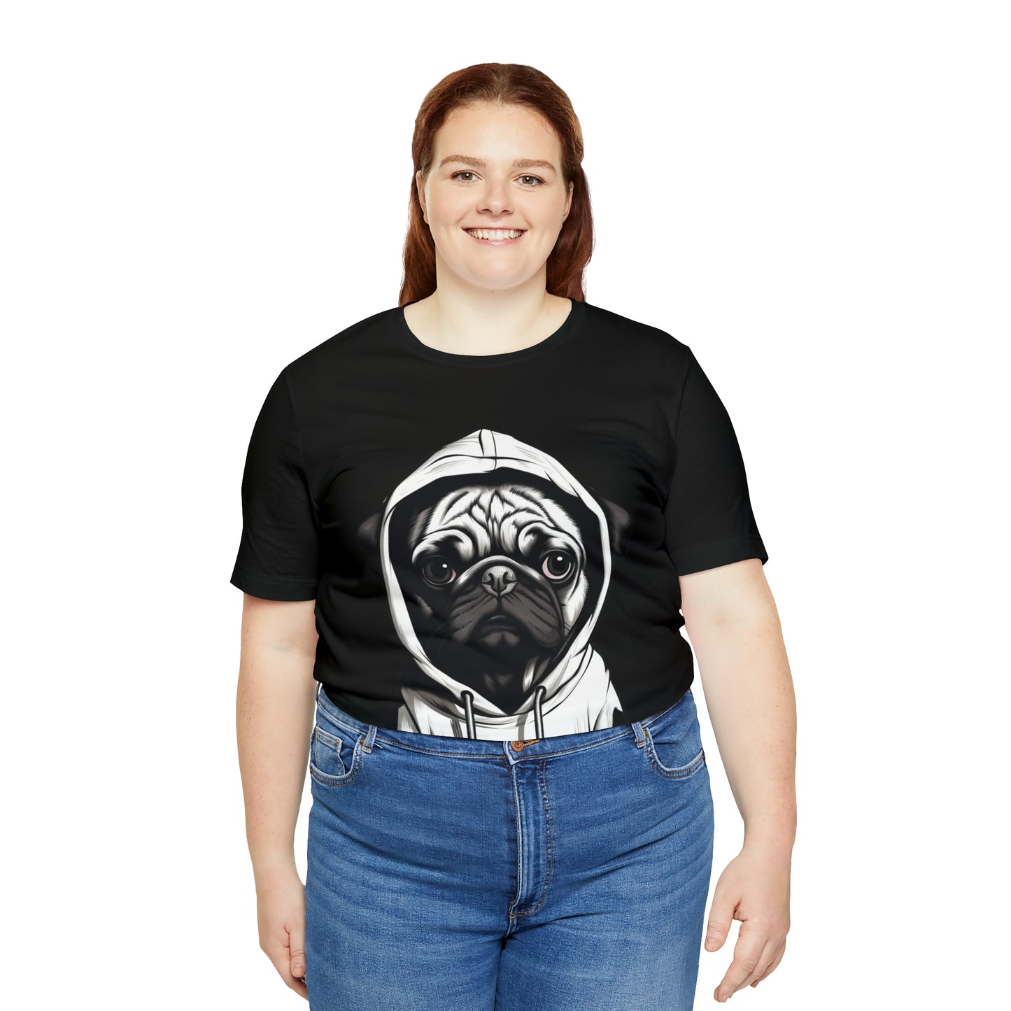 White and Black Hooded Pug Shirt for Men and Women!