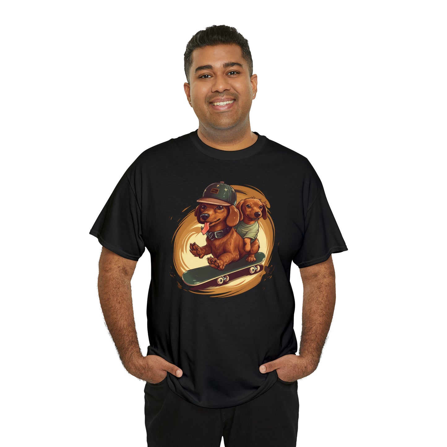 Skateboarding Dachshunds Brown Tee